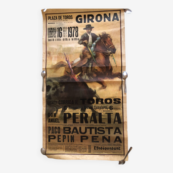 Corrida poster 1978 girona spain rejoneador bull toro bullring toreador picador banderillas