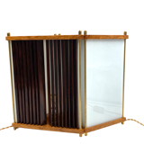 Leonardo Mosso 2 palisander and brass table lamps, Italy 1970s