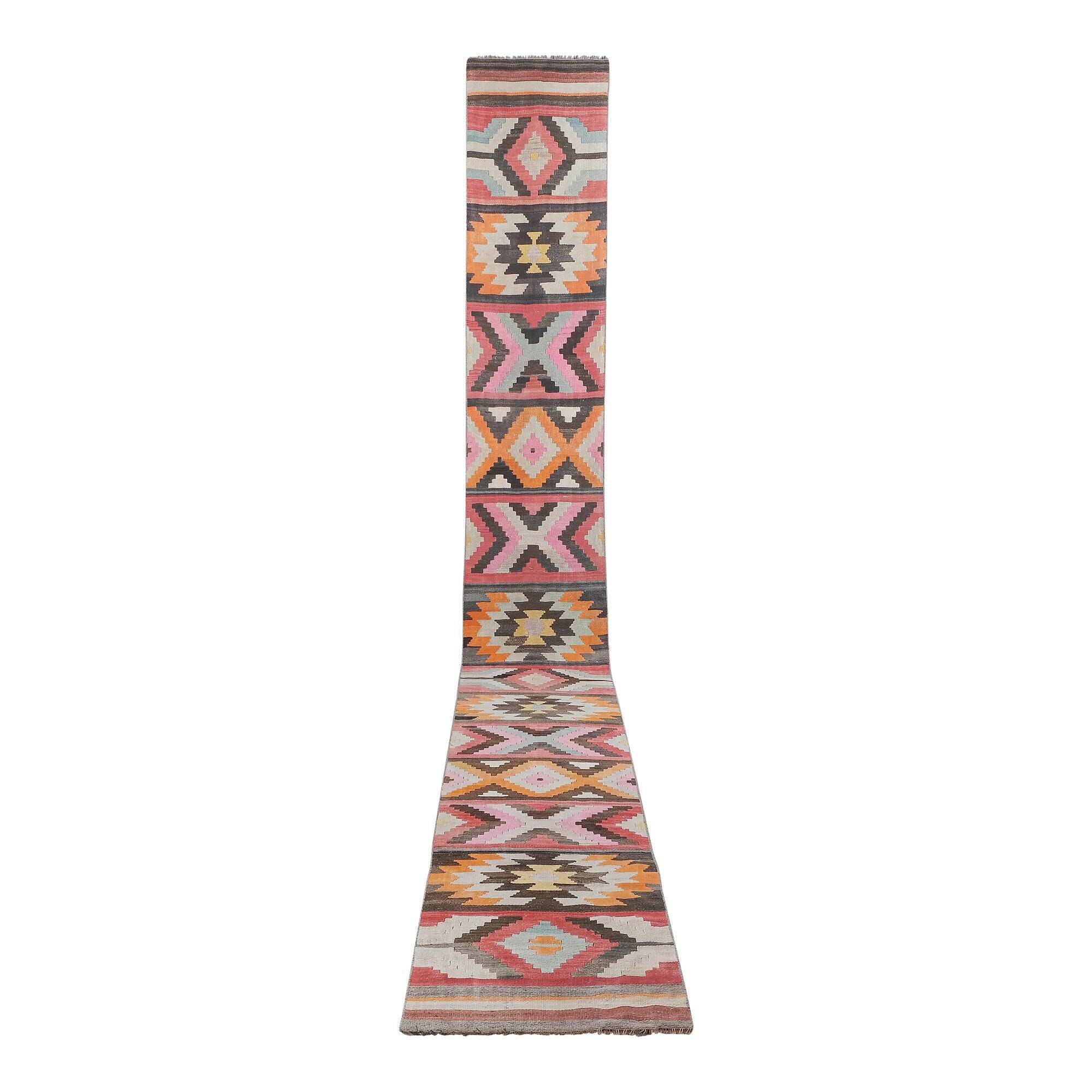 Vintage Turkish hallway rug 70x655 cm