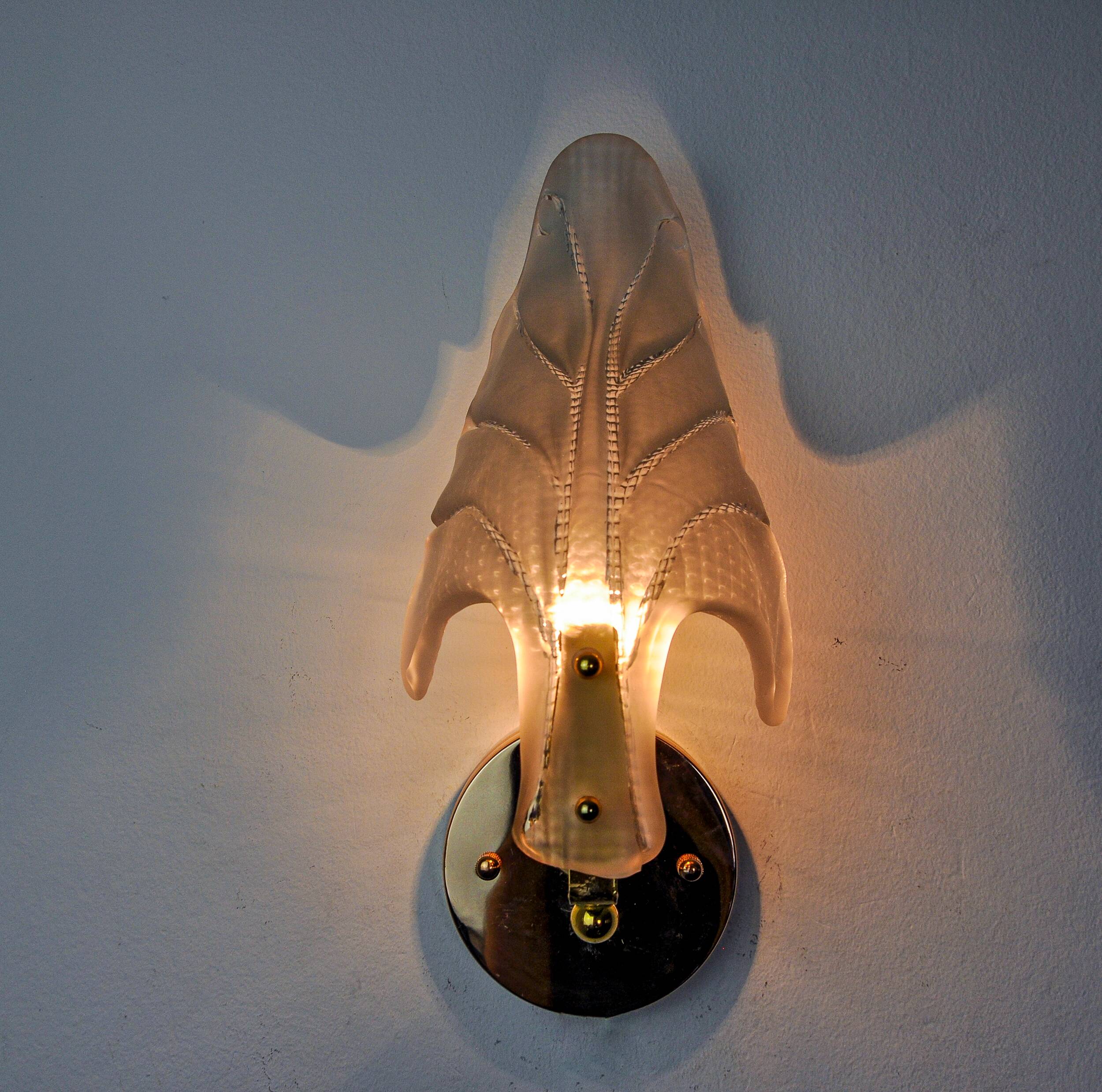 "Leaf" wall lamp by Carl Fagerlund, Murano glass, Germany, 1970