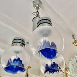 Mazzega globe verre murano chrome structure, Italie 1979