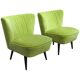 Pair of green club armchairs in beech, Mid-Century design (Hungary, 1950s)