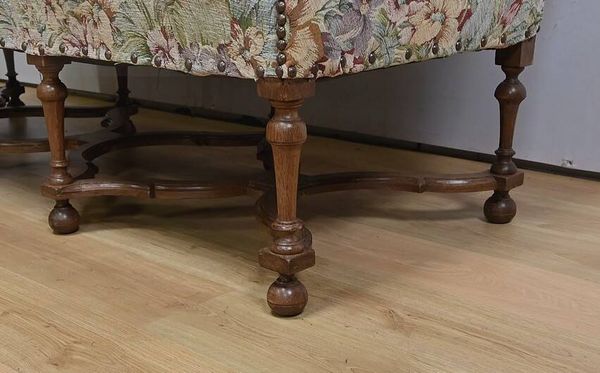 Importante Banquette de Propriété à Tissu fleuri, époque Louis XIV – Début XVIIIe