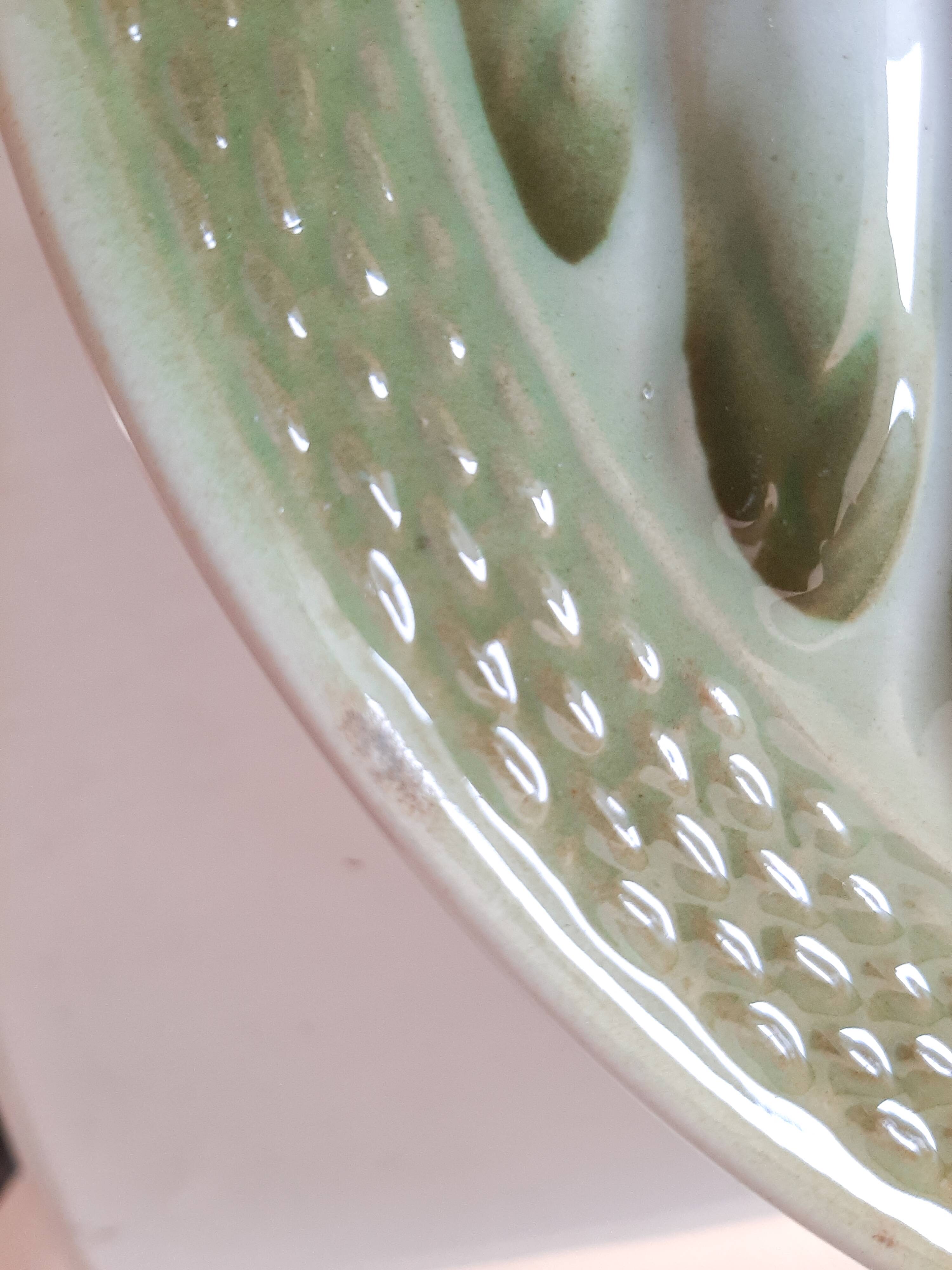Asparagus service in green earthenware Moulin des Loups Orchies