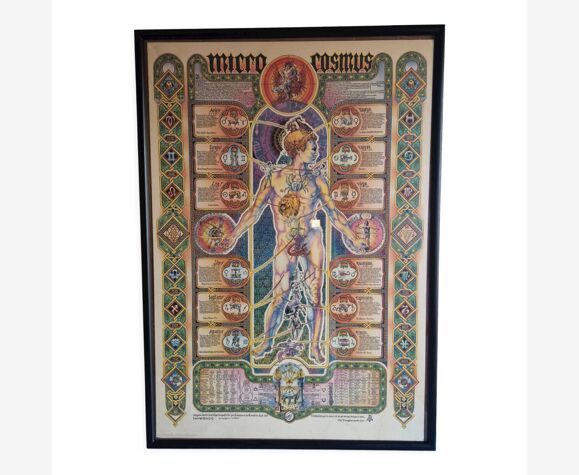 Affiche ésotérique "Micro Cosmus" originale de Giovanni Tavaglione 1982