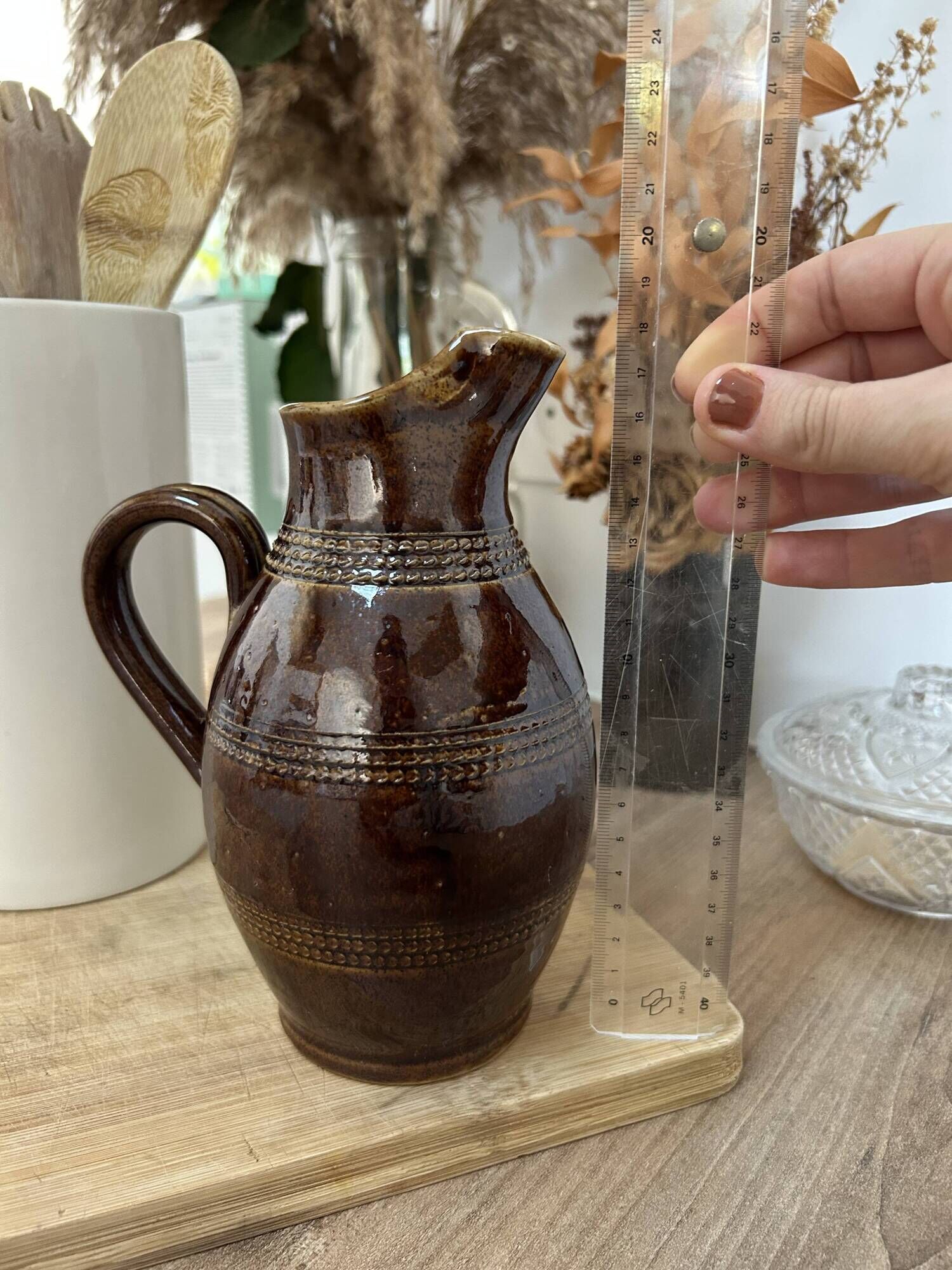 Handmade Pichet Grès du Berry – Made in France – vintage – 17 cm