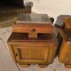 Set of 2 marble and wood bedside tables