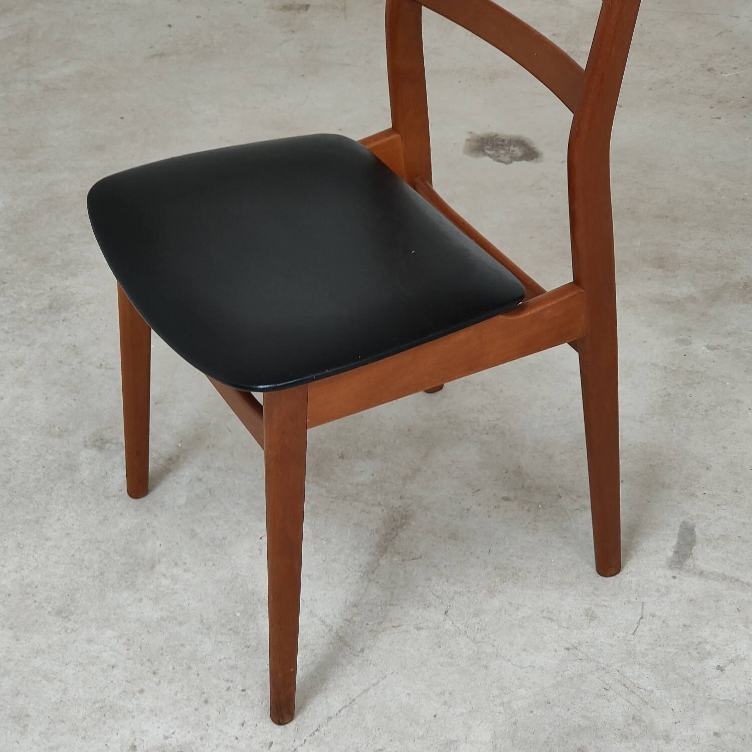 Pair of Scandinavian style leather and wood chairs 1970