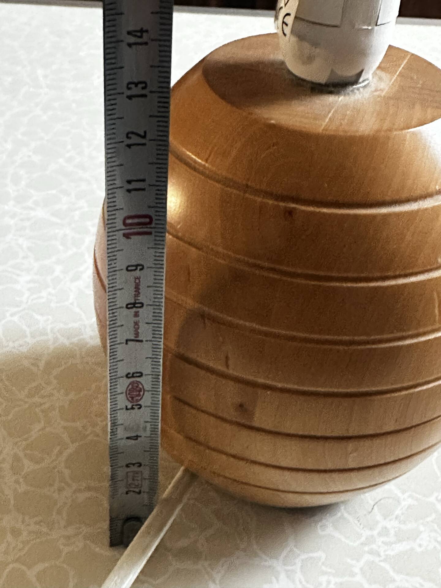 Turned and grooved wooden lamp base – 1980s
