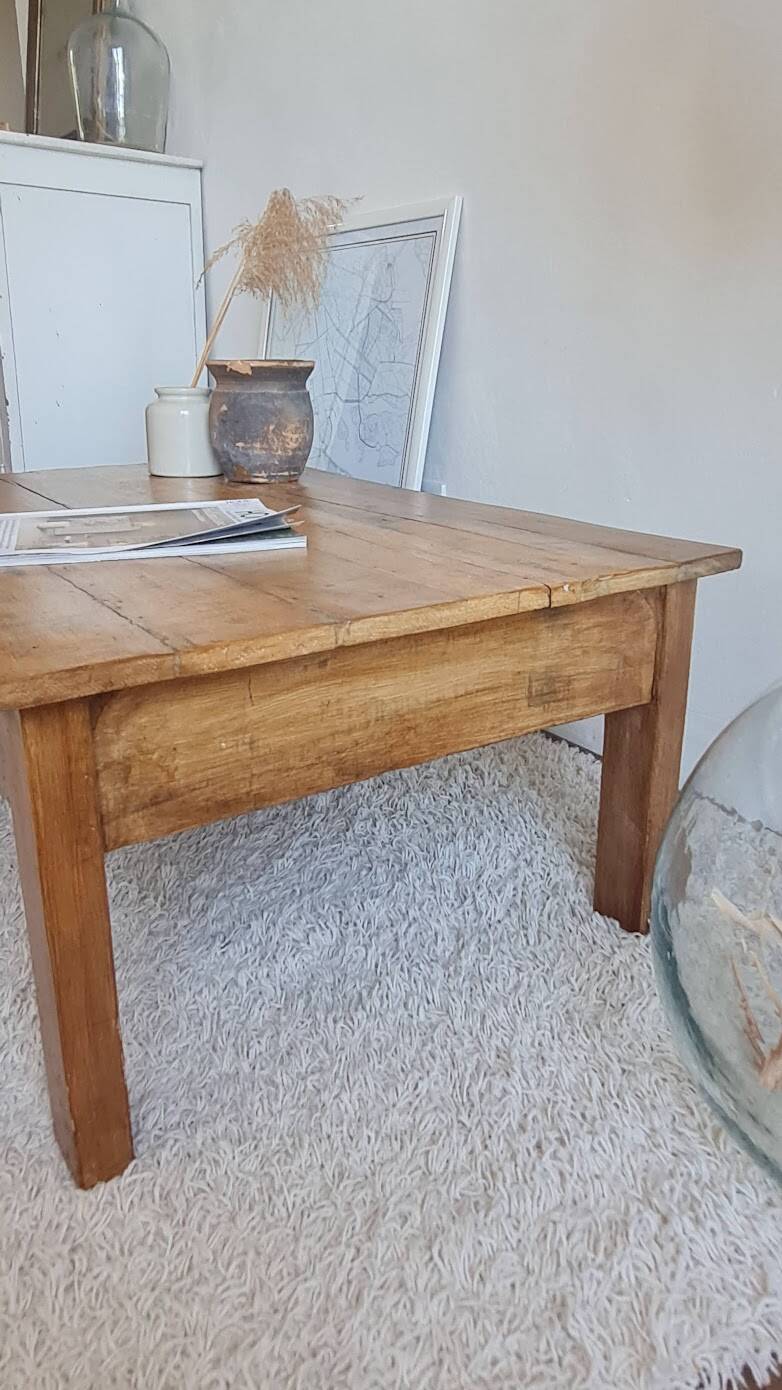 Vintage rectangular wooden coffee table