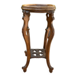 Old harness in wood with marble top