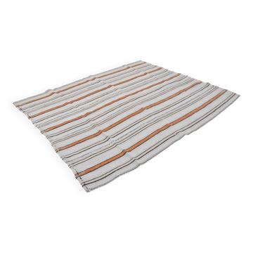 Tapis Kilim en chanvre d'Anatolie à rayures, référence 3681