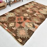 6x12 Brown & Beige Turkish Vintage Kilim Rug, 179x363Cm SK 35163
