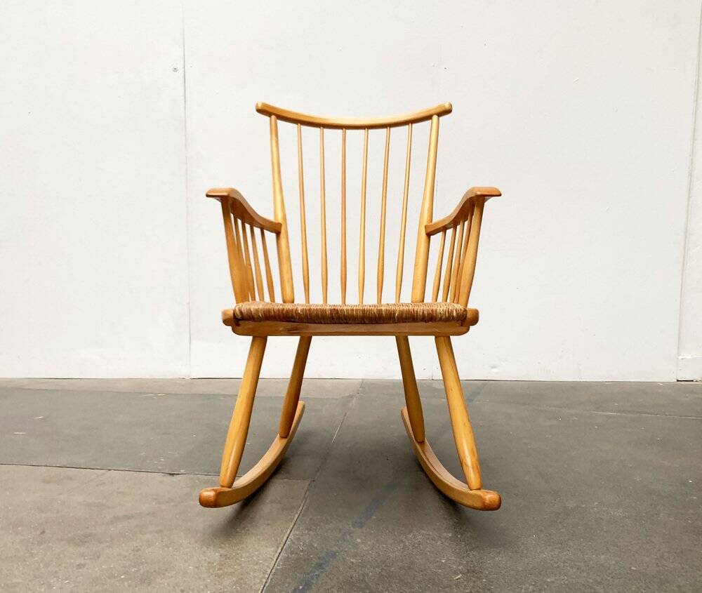 Mid-Century rocking chair model WK-S 7 in beech by Arno Lambrecht for Wk Möbel, 1950s.