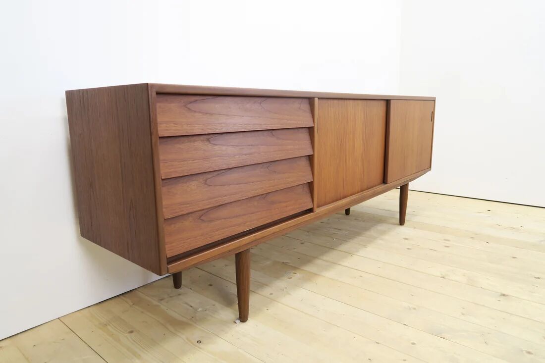 Teak sideboard with drawers and sliding doors, Denmark 1960