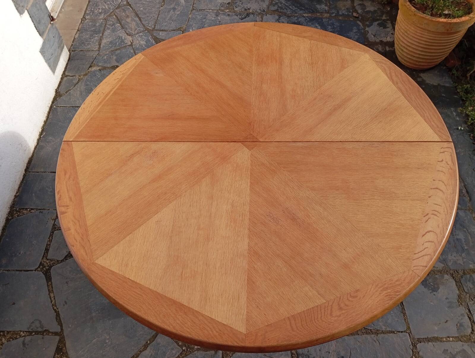 Large oak table by Guillerme & Chambron