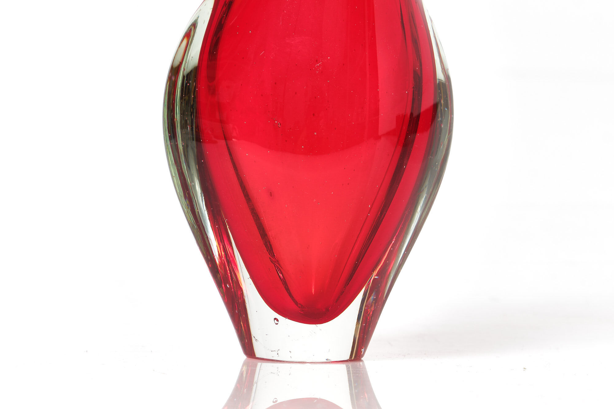 Red vase orange Murano Sommerso Mandruzzato Vintage