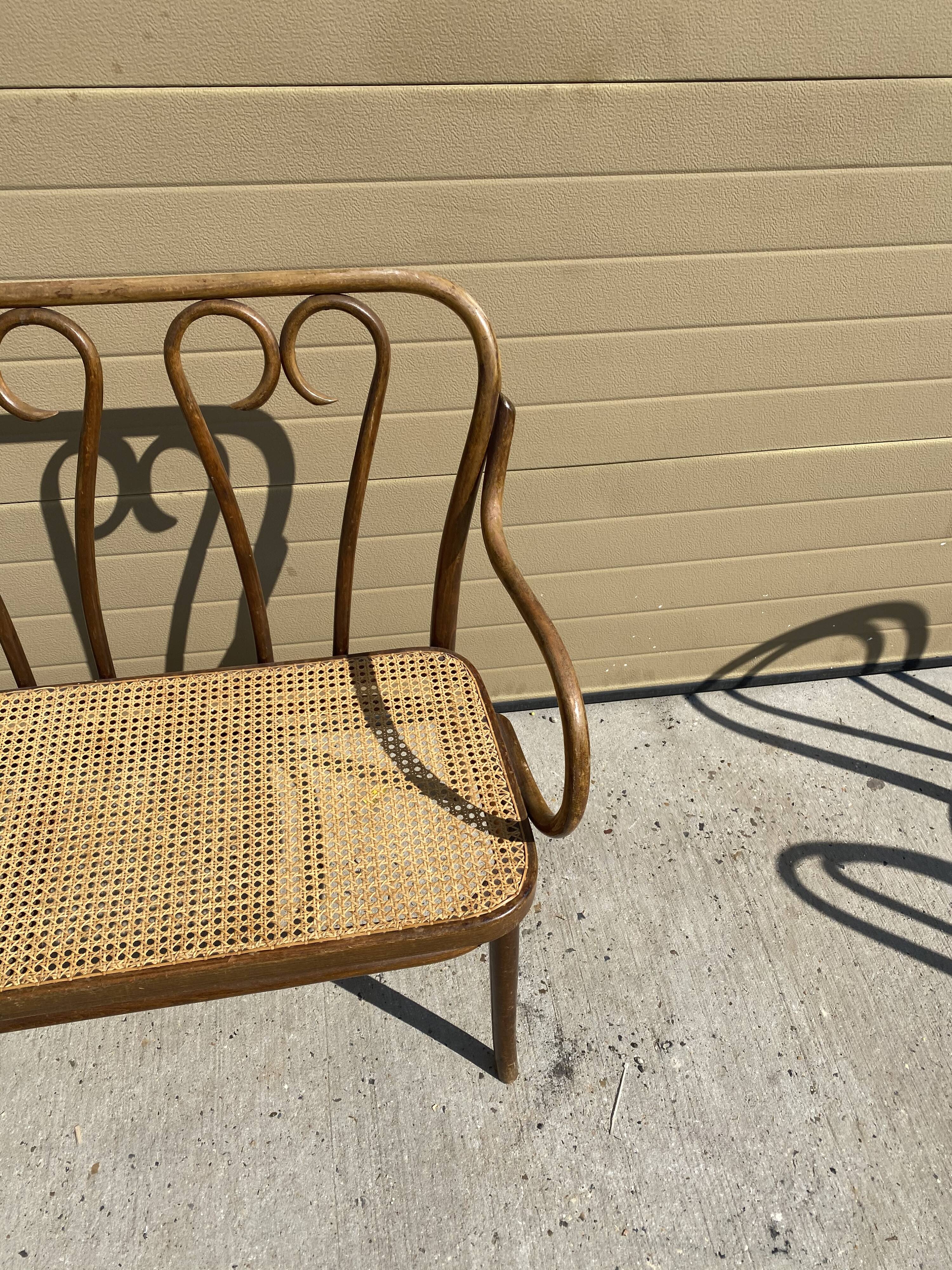 Curved wood bistro bench