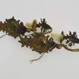 Vintage pair of 1950s gilt brass wall sconces