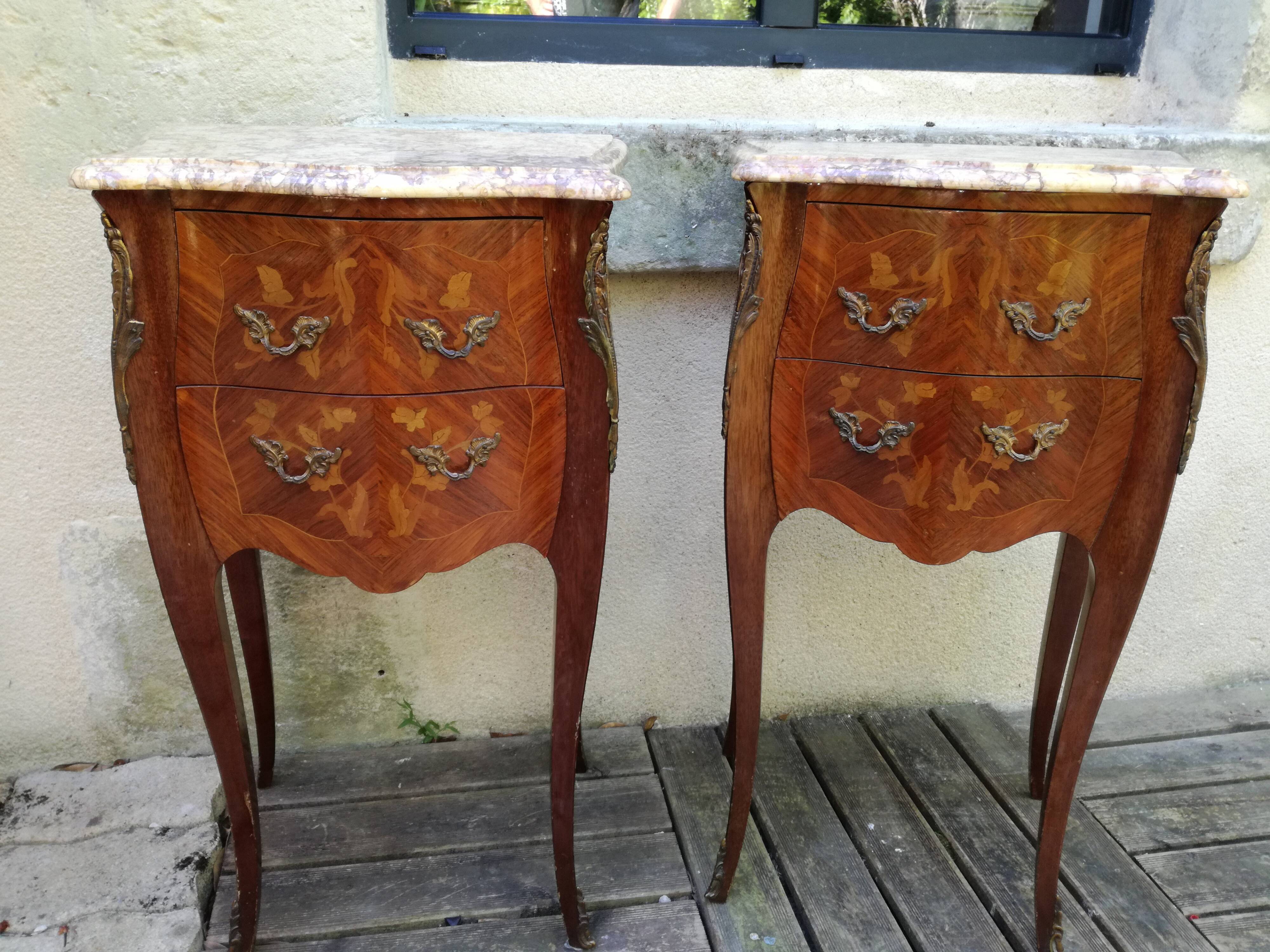 Pair of Louis XV bedside numbered