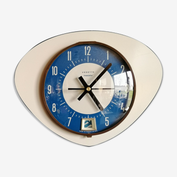 Horloge vintage pendule murale "Vedette Transistor Bleue et Blanche"