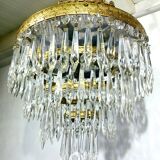 3-light bronze crystal ceiling light