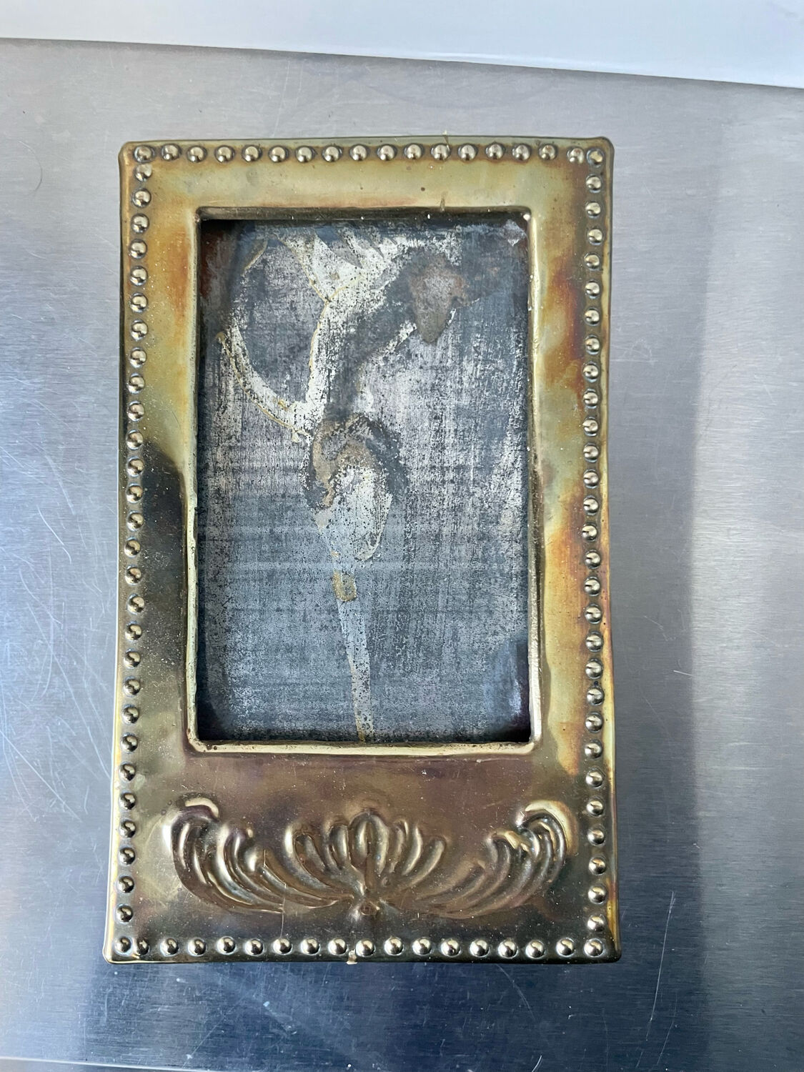Brass art nouveau frame