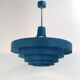 Vintage 1960s Metal Pendant Light - Blue Design