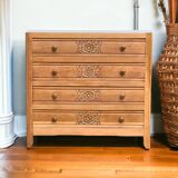 Art deco raw oak chest of drawers 1930