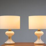 Pair of white ml1 table lamps by ingo maurer for m-design