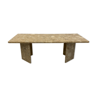Fossil-bearing marble coffee table 70s
