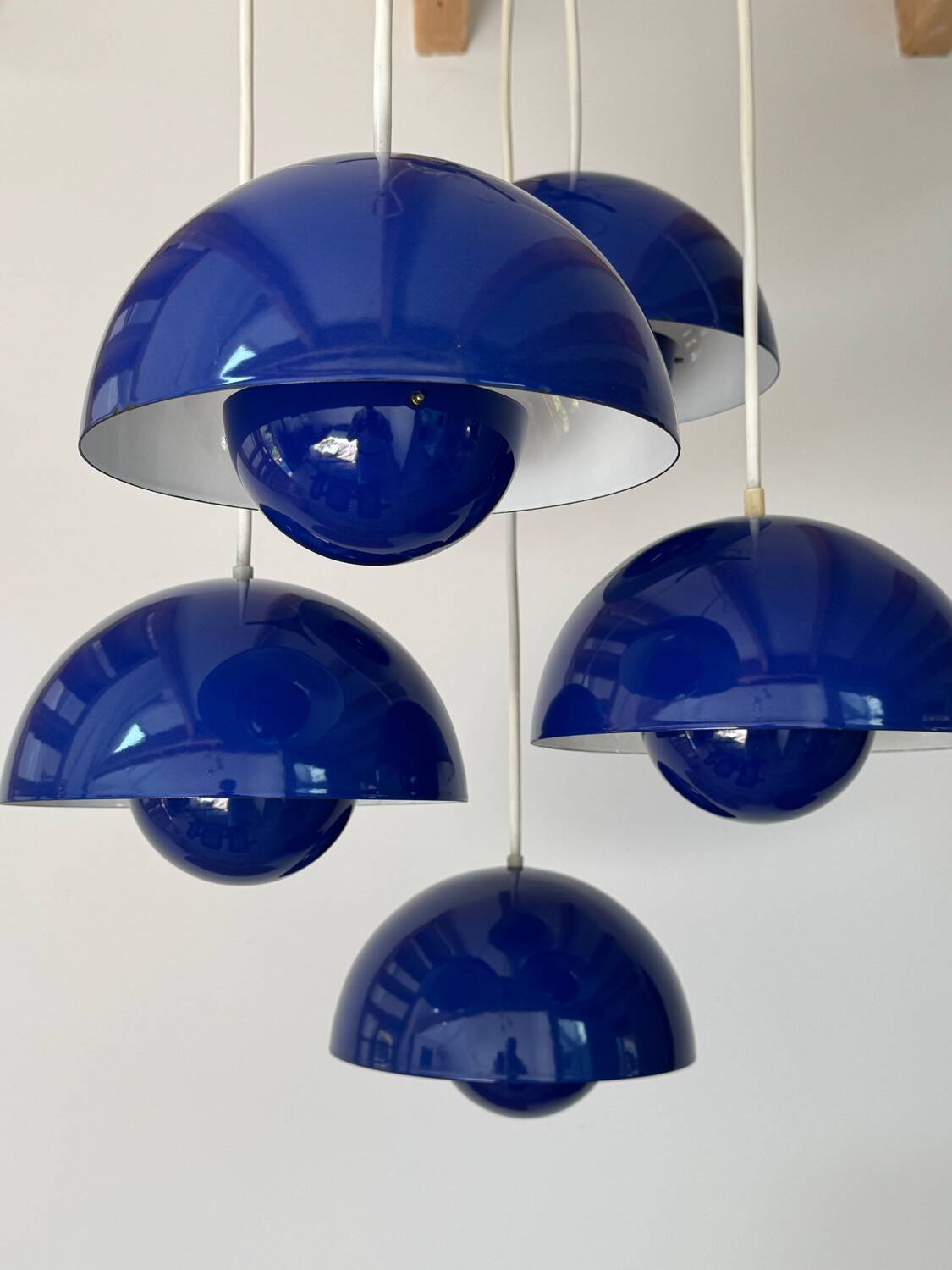 5 Blue Flower Pots by Verner Panton produced by Louis Poulsen