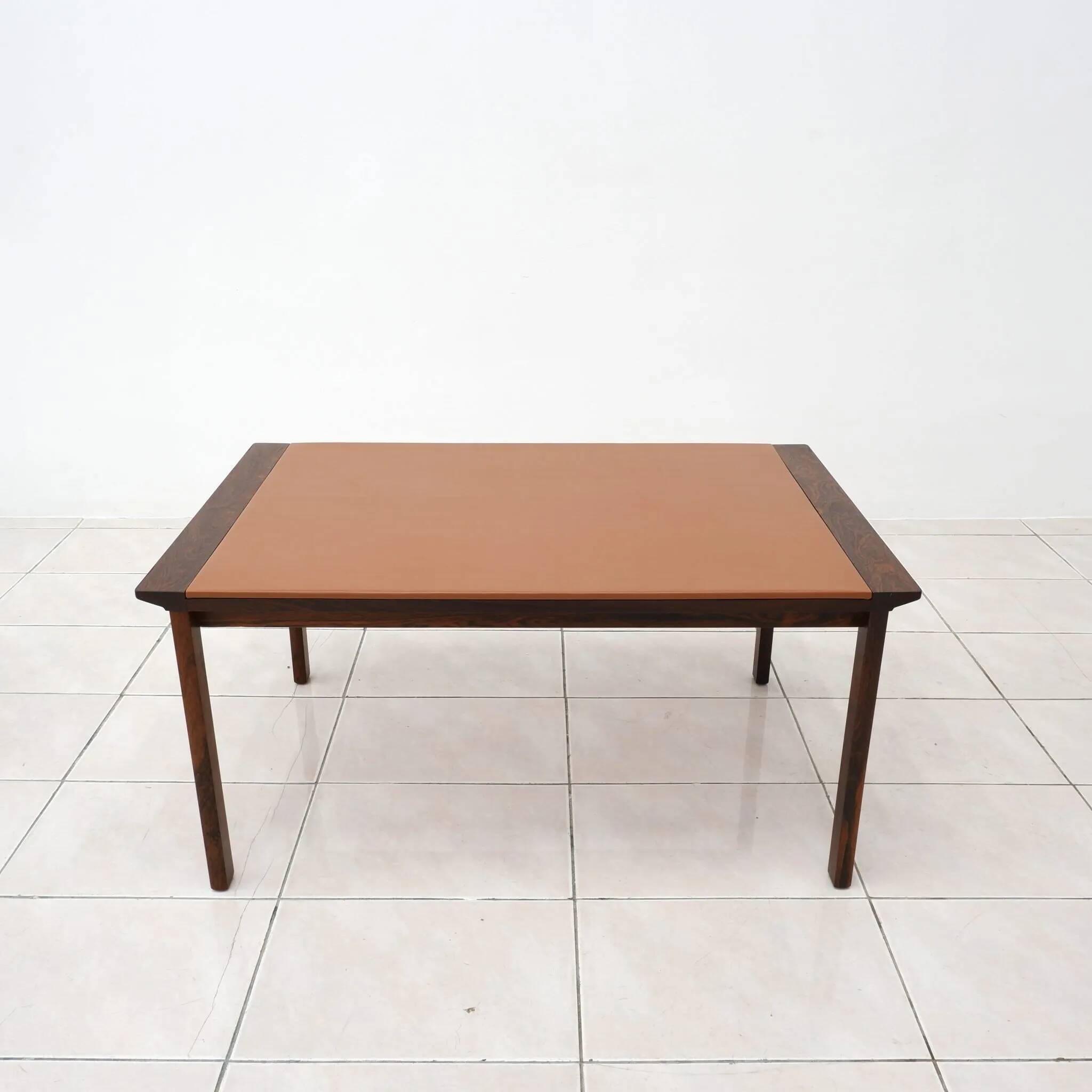 Rosewood and Leather Coffee Table by Hans Olsen