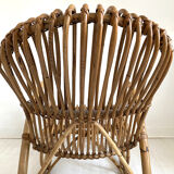 Rocking-chair in vintage rattan 60's