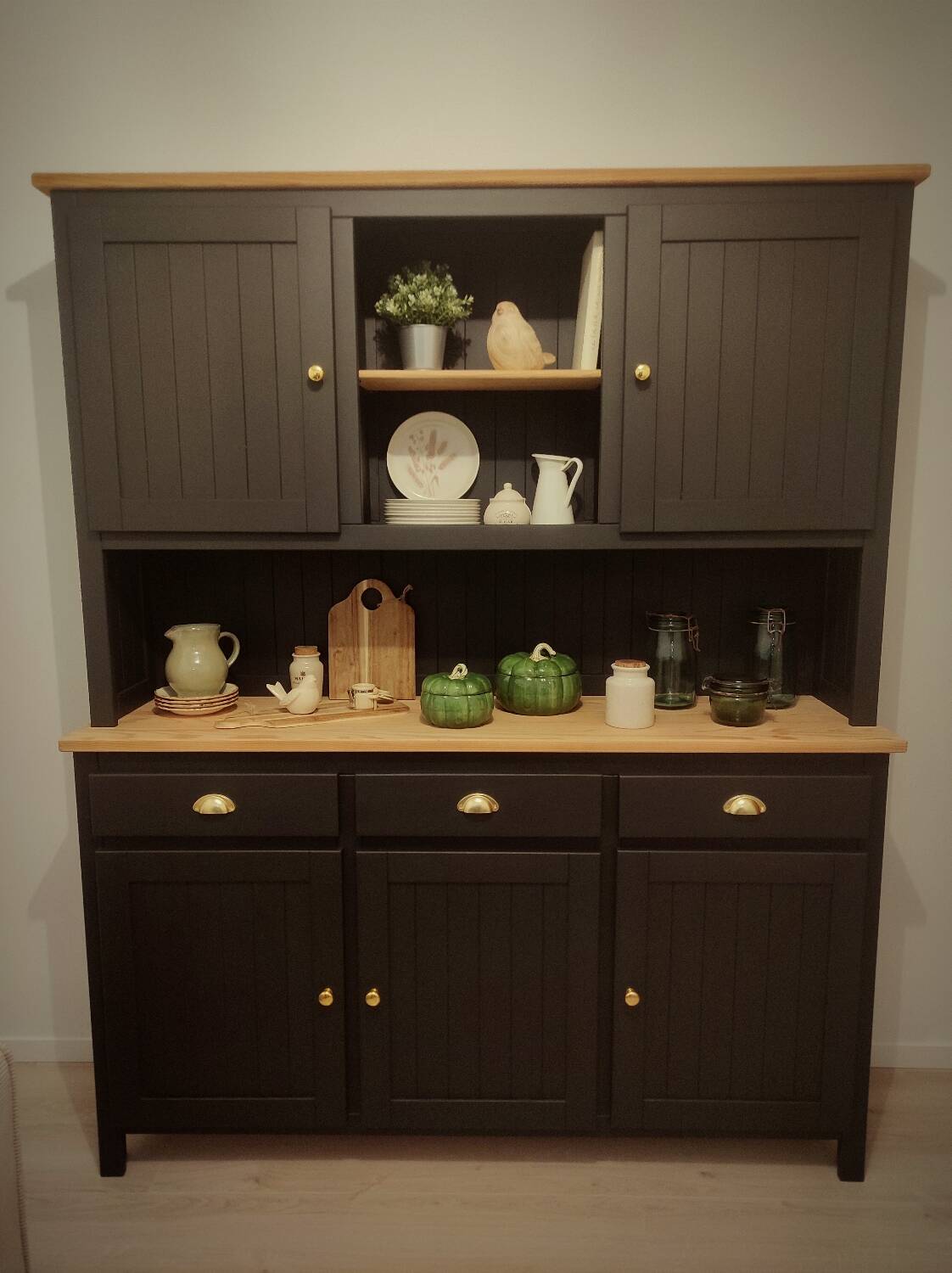 Black and wooden sideboard