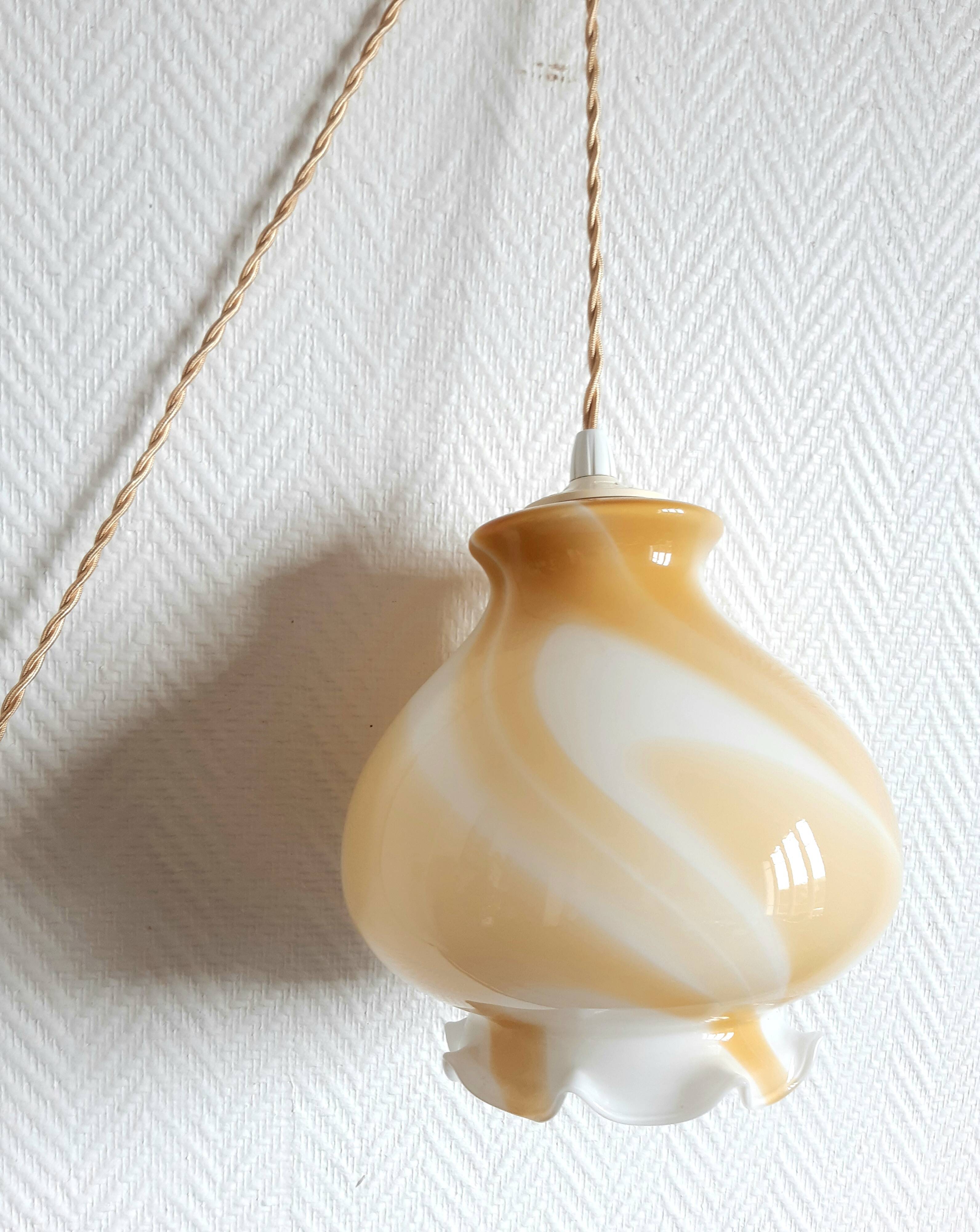 Lampe baladeuse globe miel style Murano 1970