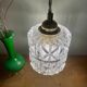 Vintage globe pendant light in thick, chiseled and frosted glass