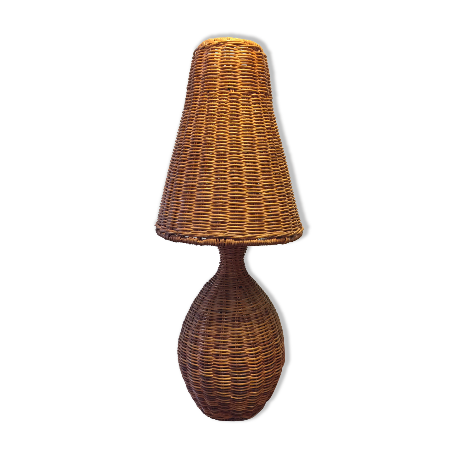 1980s wicker lamp