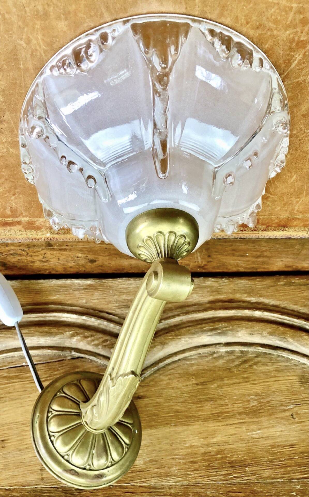Ancienne applique bronze Art Déco 1930  vasque glaçons Ezan