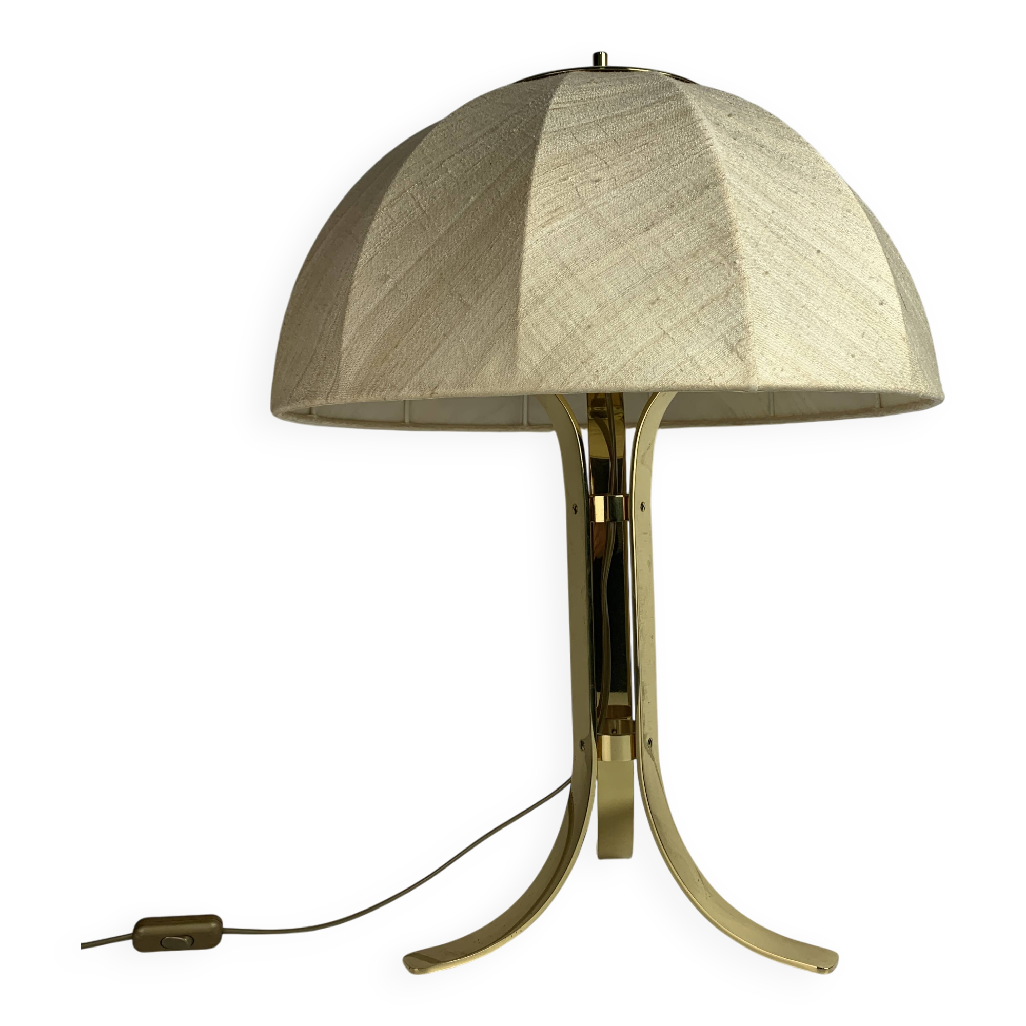Large ( 65 cm ) midcentury brass space age mushroom table lamp, 1960s