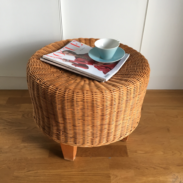 Round Wicker Footstool 1970 Selency Round Wicker Footstool 1970 Selency, Round Wicker Footstool