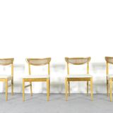 Very Rare Set Of 4 Vintage Midcentury Teak And Cane Bergere Chairs