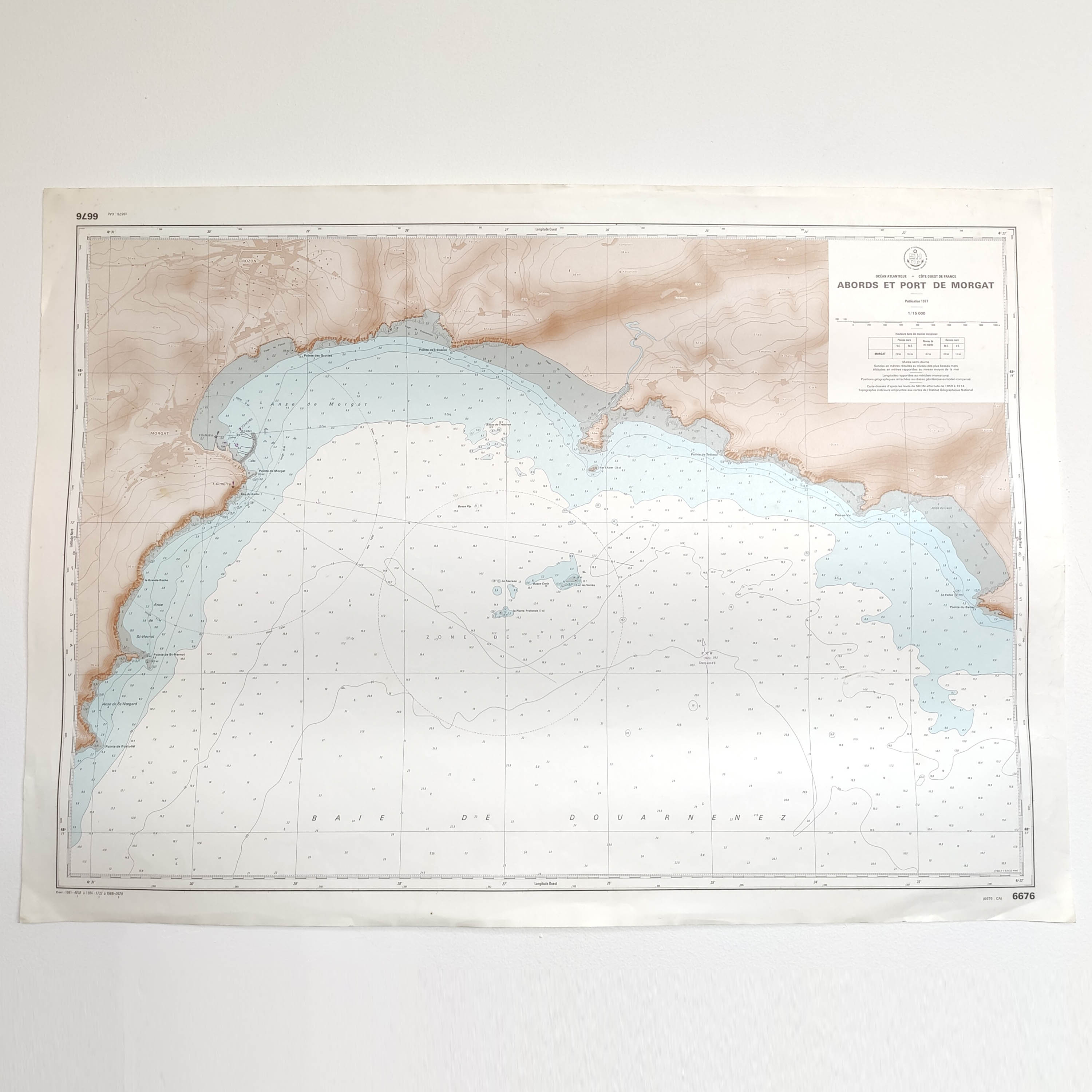 Vintage map Brittany Finistère Douarnenez Crozon Morgat 1977
