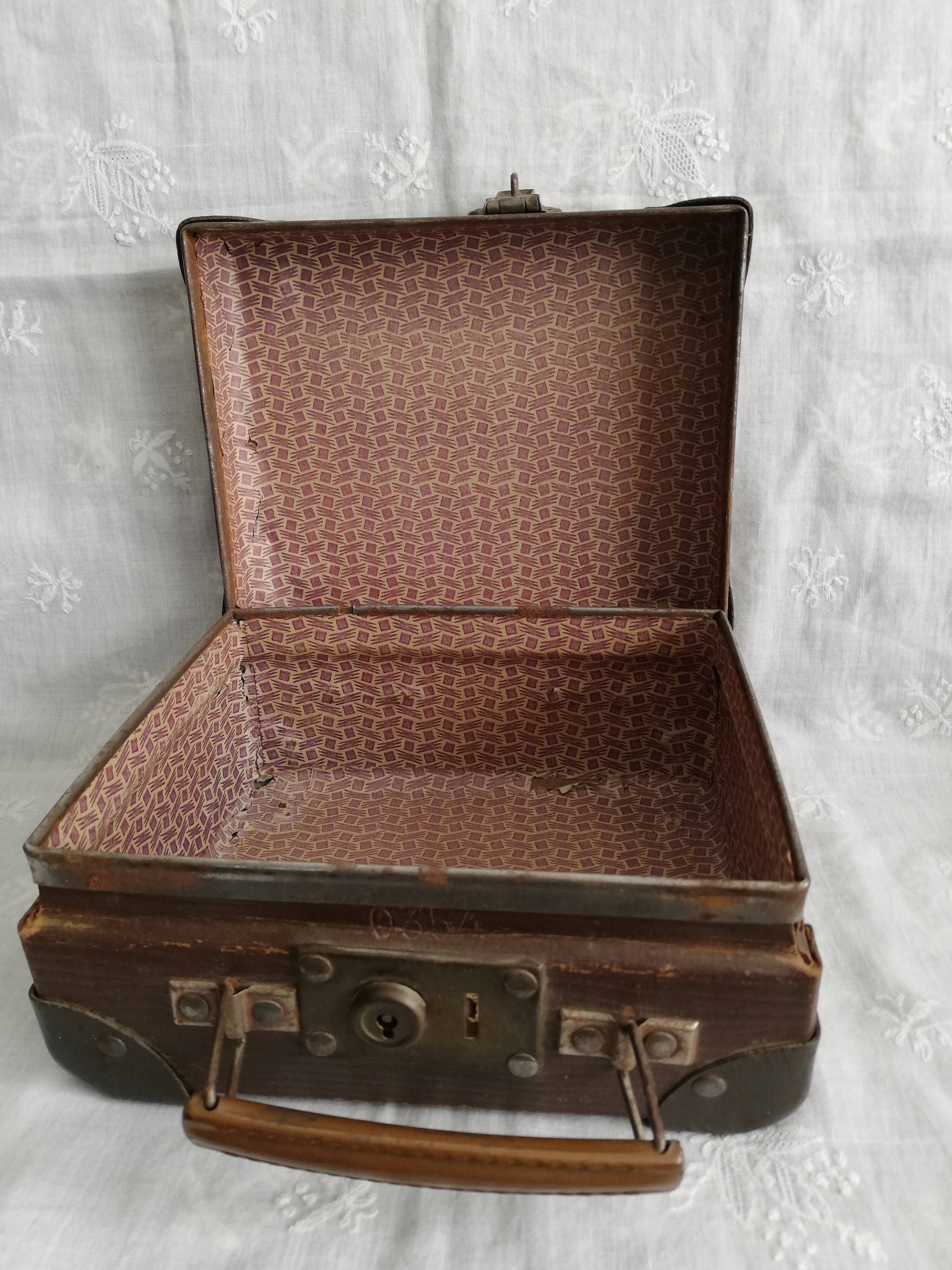 Old metal cardboard suitcase