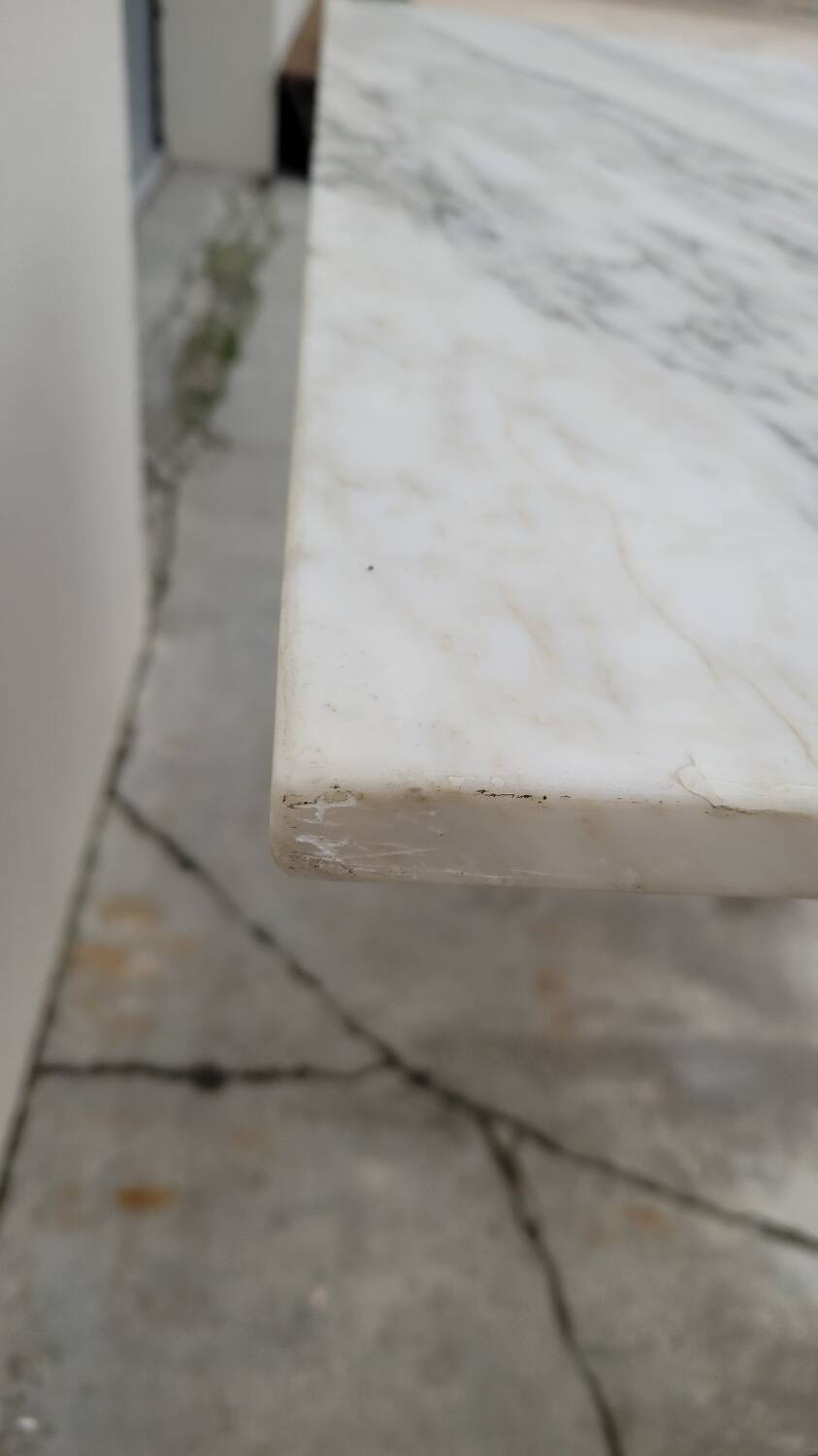 Marble and cast iron restaurant bistro table