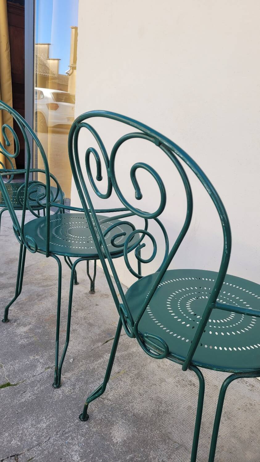 Série de 4 fauteuils de Jardin Fermob en fer ancien
