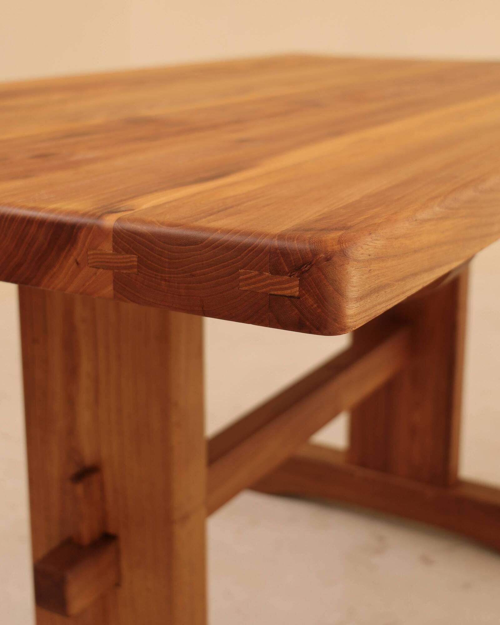 Table in solid elm, France, 1980s