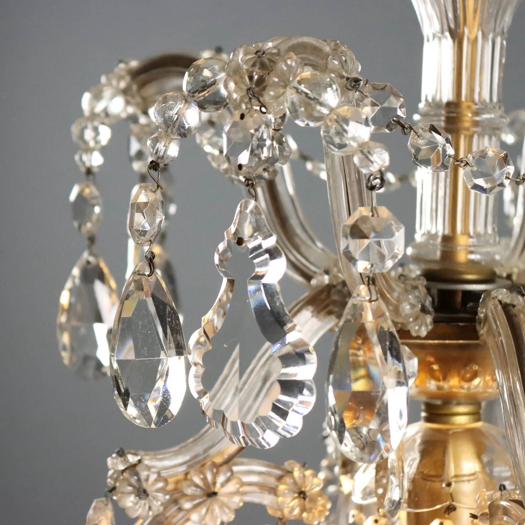 Antique chandelier Maria Theresa in gilded iron, Italy, 20th century