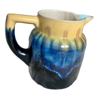 Blue stoneware pitcher 60s