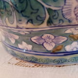 Lidded pot, Chinese ceramic urn celt decoration, blue and lilac